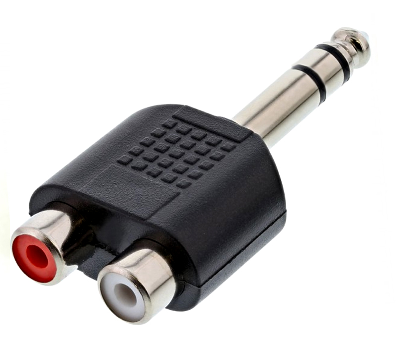 ADAPTADOR JACK 6,3 mm MACHO STEREO A 2 RCA / HEMBRA