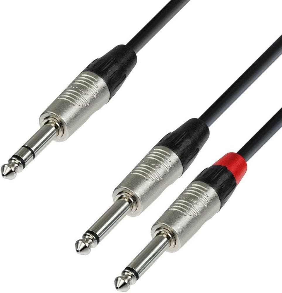 CONEXION JACK 6,3 ESTEREO A 2 JACK 6,3 MONO MACHO 1,5 MTS.